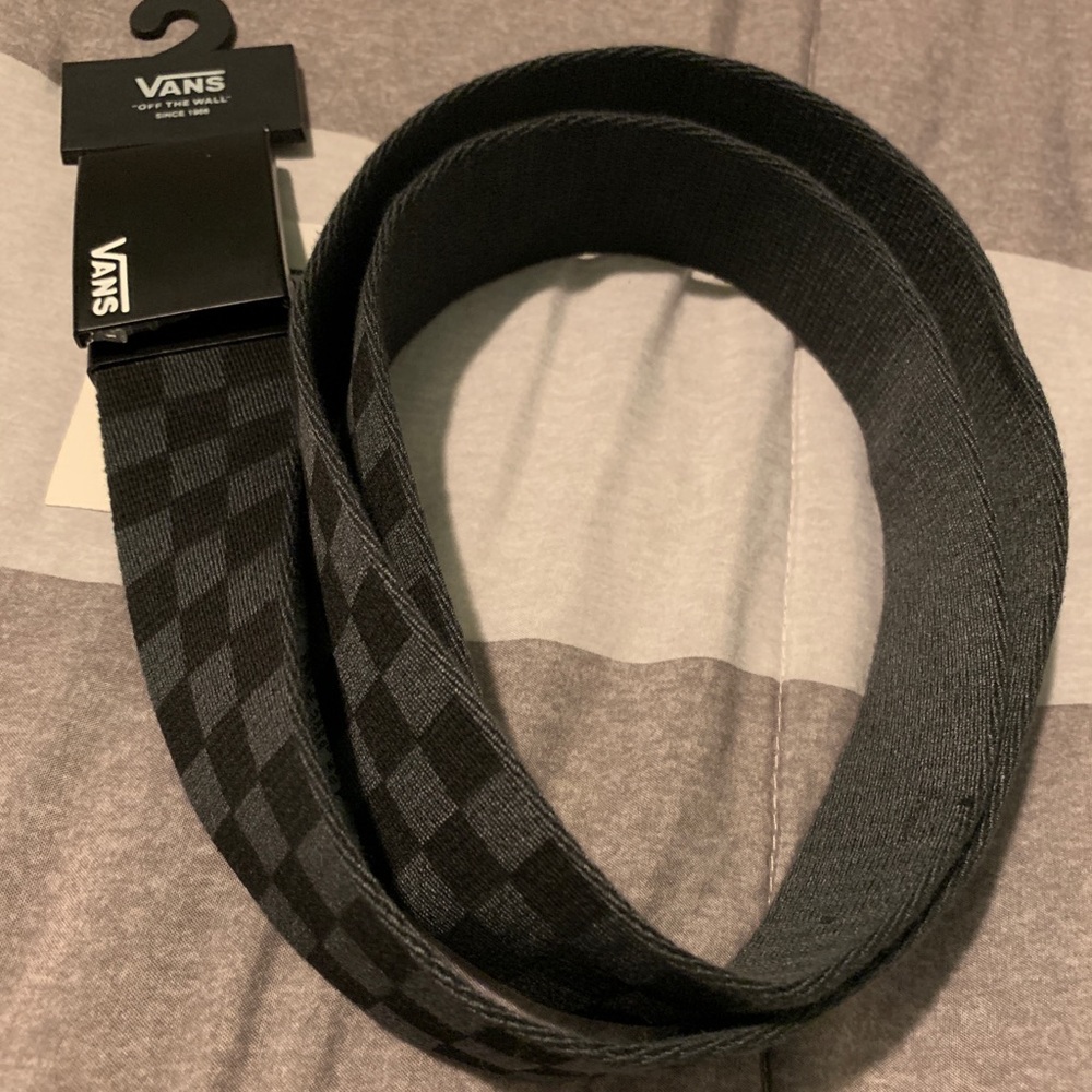 Vans grey and black checkered belt